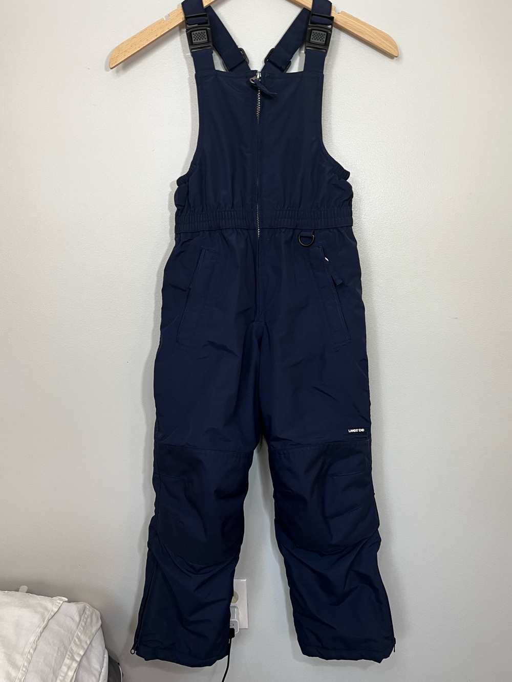 Land’s End Navy Blue Kids Snow Bib Snow Pants Size 8 Warm Winter Outdoor